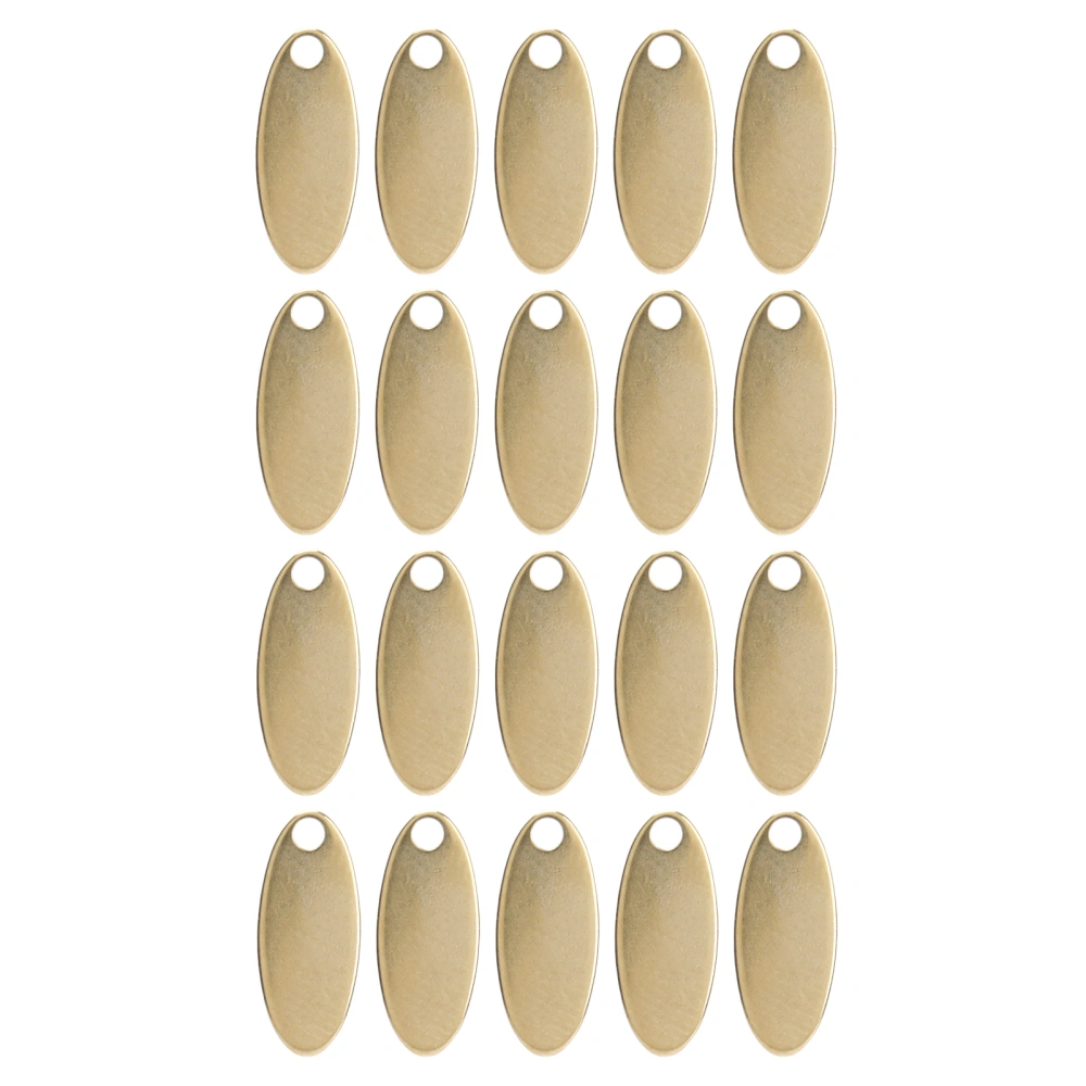 20pcs Stainless Steel Oval Pendant DIY Dog Tags with Hole Jewelry Making AccessoryGold 5 x 12mm