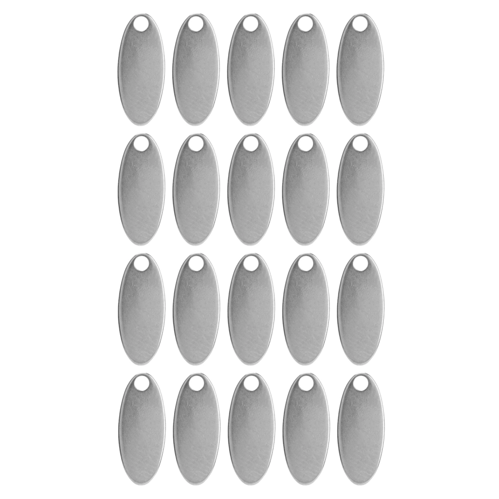 20pcs Stainless Steel Oval Pendant DIY Dog Tags with Hole Jewelry Making AccessorySteel Color 5 x 12mm