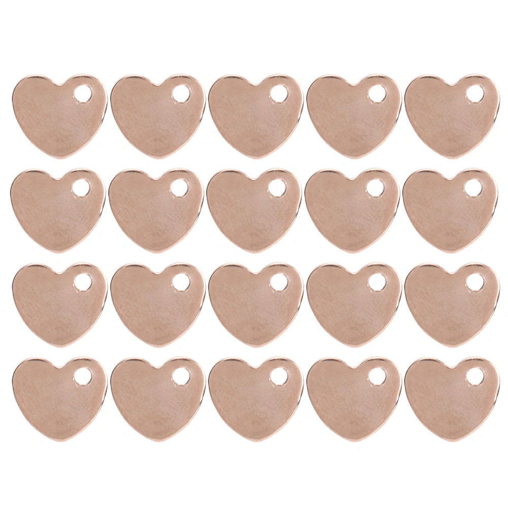 20pcs DIY HeartShaped Pendant Stainless Steel Pendant with Hole Jewelry Making Accessory(Rose Gold 9 x 10mm)