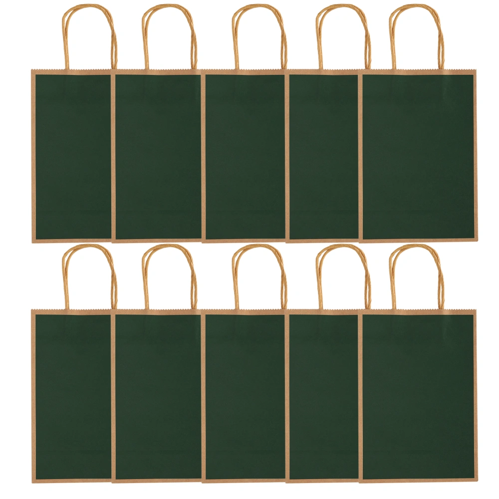 10Pcs Kraft Paper Bag Candy Snacks Shopping Present Gift Bags With Handles for Wedding15 x 8 x 21cm Green