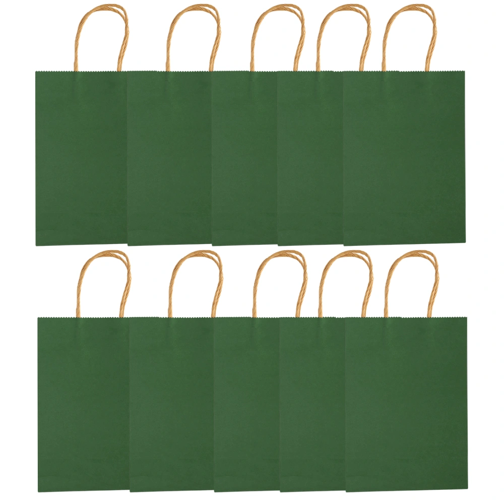 10pcs Portable Party Kraft Paper Bag Simple Shopping Packaging Gift Bag with Handle15 x 8 x 21cm Green