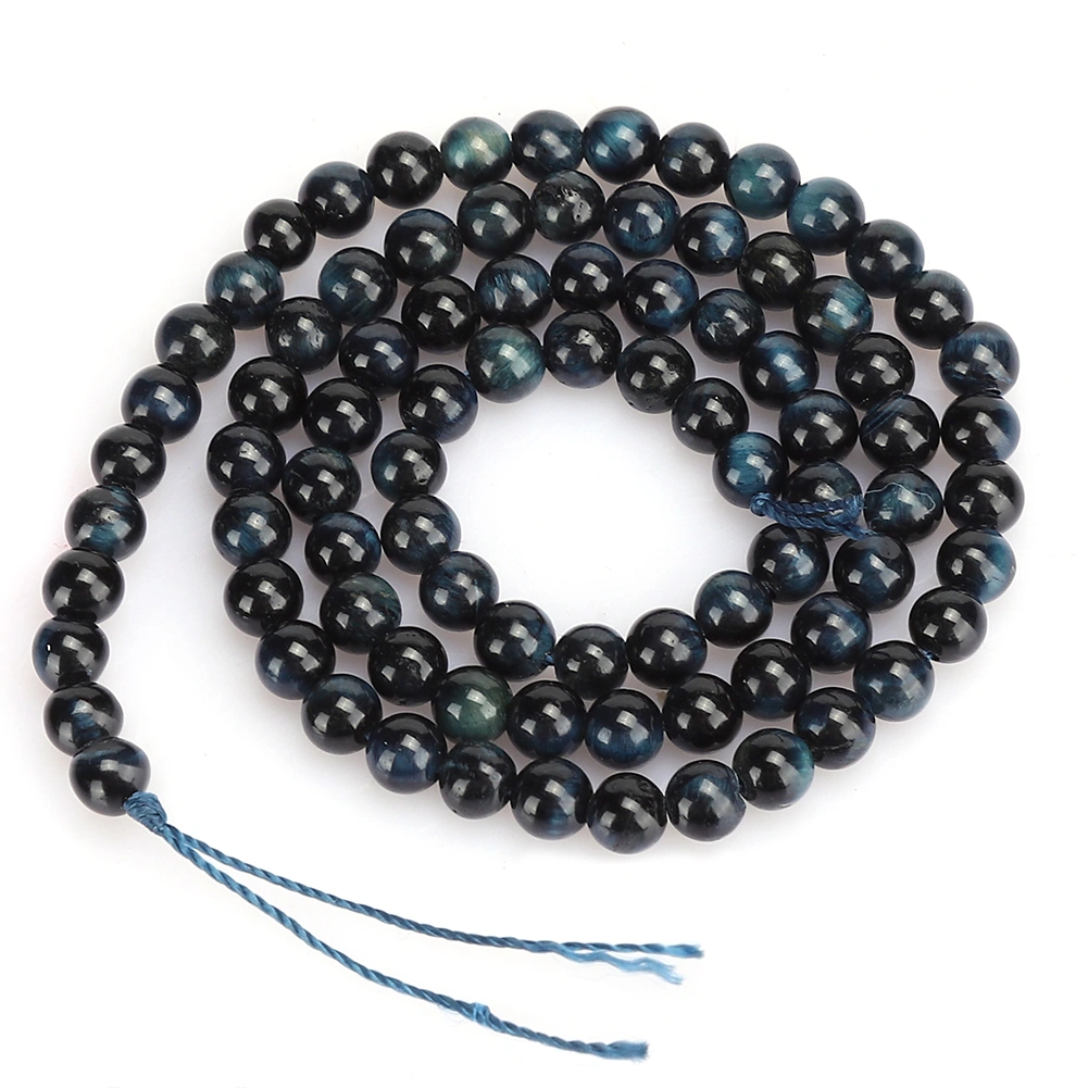 Natural Stone Blue Black Tiger Eye Round Beads DIY Jewelry Bracelet Making Accessory4mm 92pcs Beads