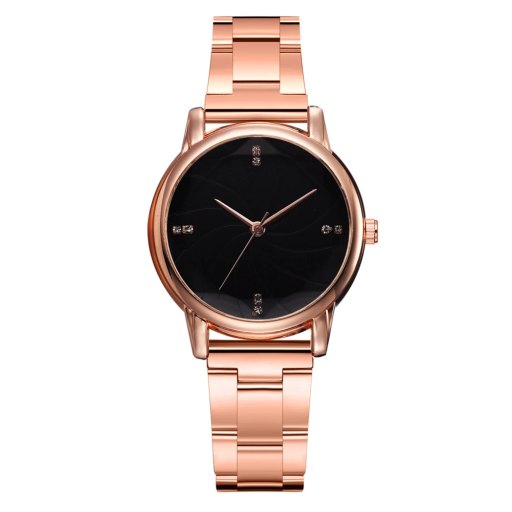 Fashion Leisure Quartz Watch Simple Style Casual Wrist Watch (Rose Gold+Black)