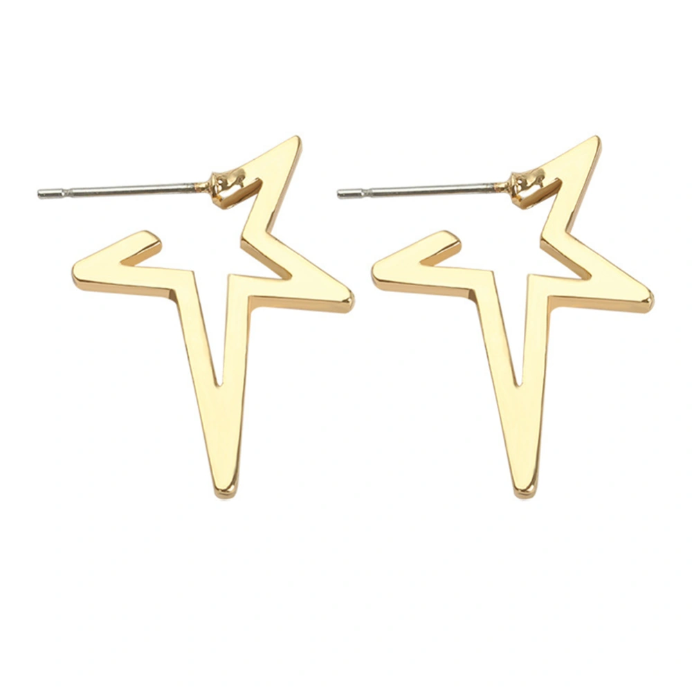 Fashionable Women Girl Simple Hollow Geometry Star Earrings Decoration Jewelry Accessory(Golden