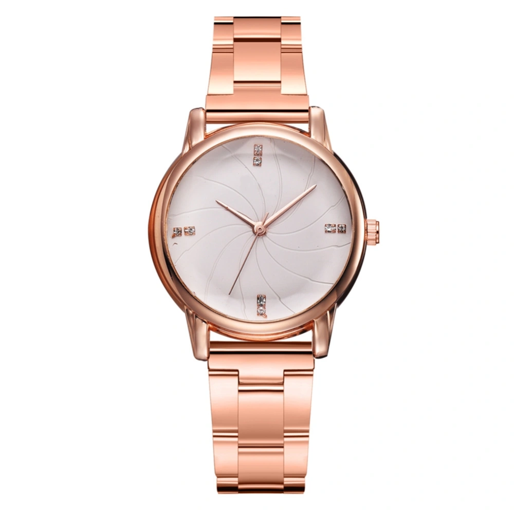 Fashion Leisure Quartz Watch Simple Style Casual Wrist Watch (Rose Gold+White)