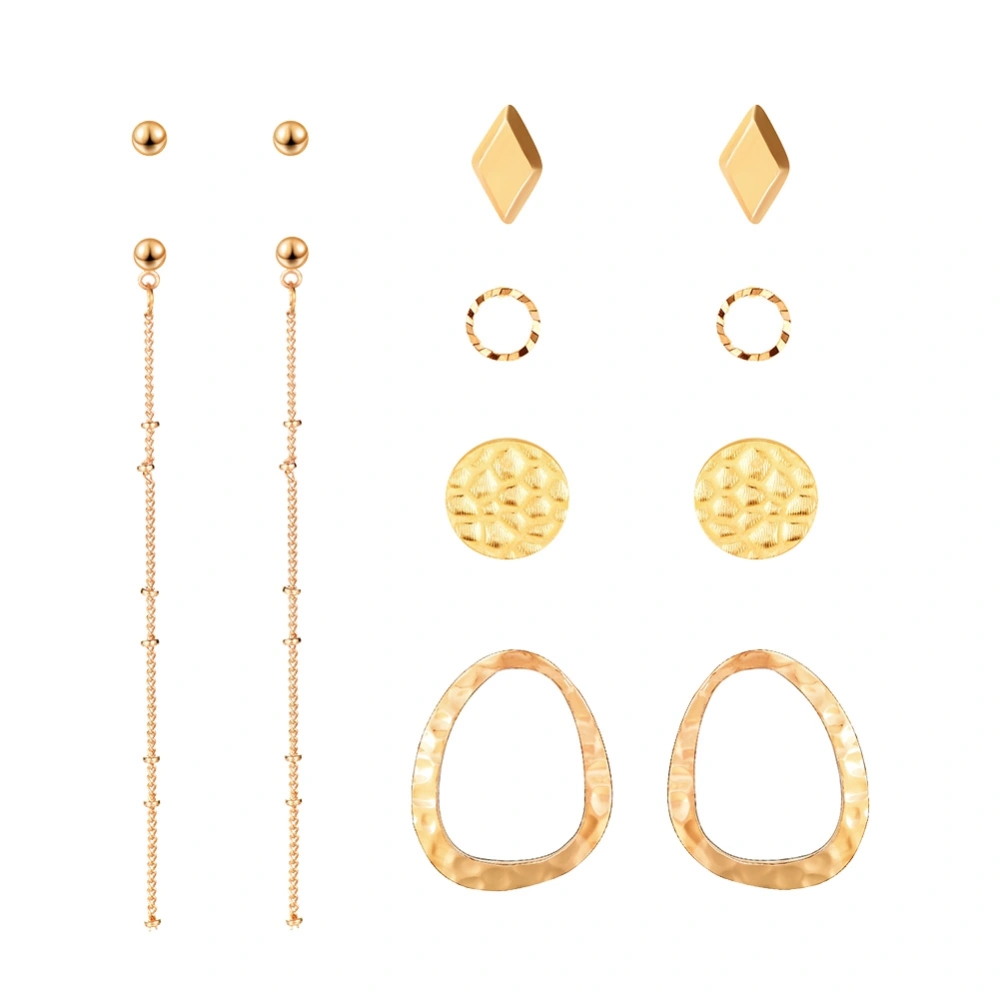 6pcs Fashion Simple Geometry Alloy Earring Stud Set Women Girls Jewelry