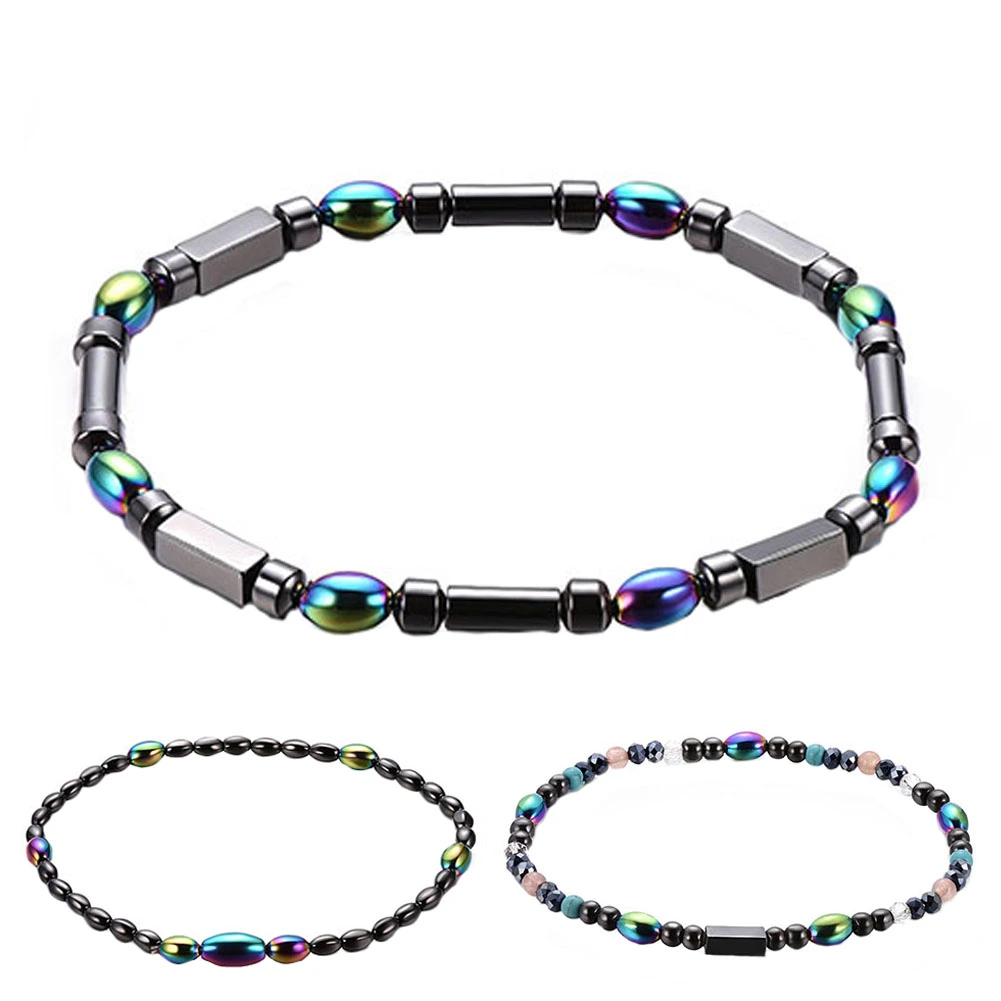 3PCS Simple Style Black Gallstone Acrylic Beads Foot Anklet Ankle Bracelet
