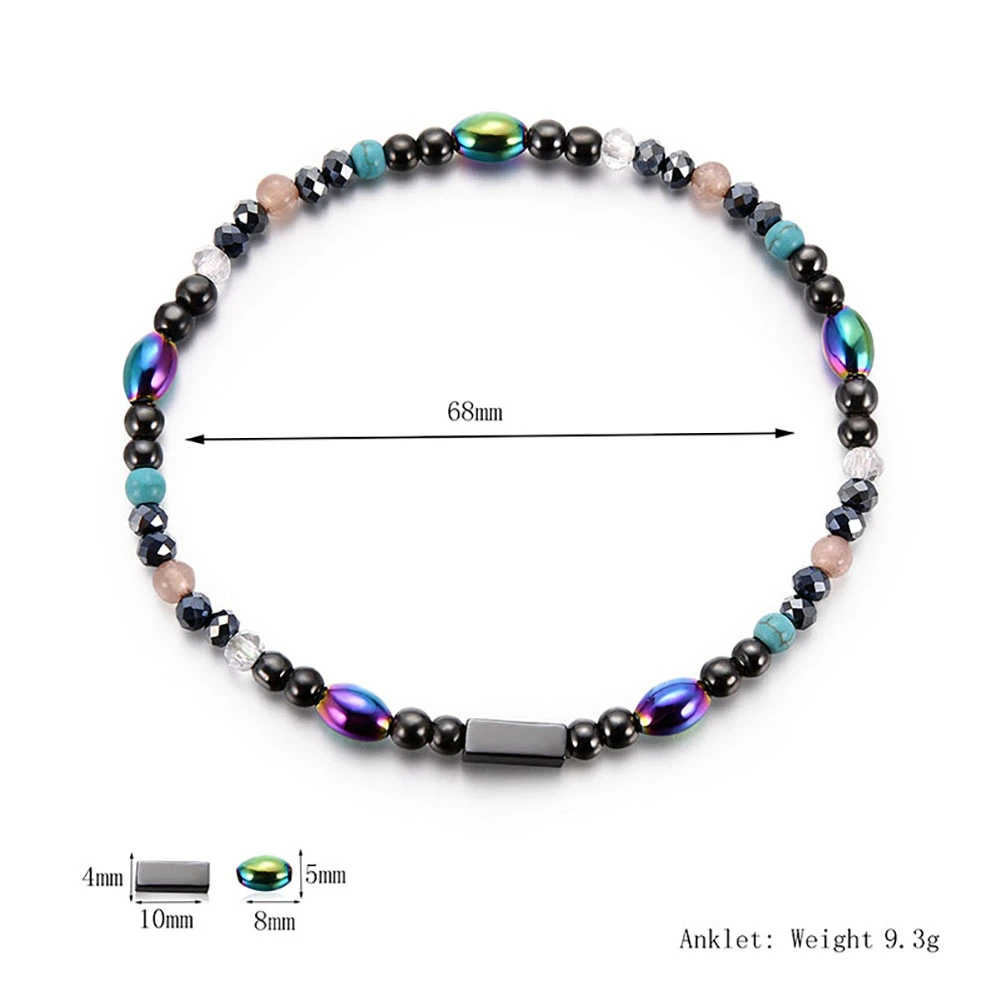 3PCS Simple Style Black Gallstone Acrylic Beads Foot Anklet Ankle Bracelet