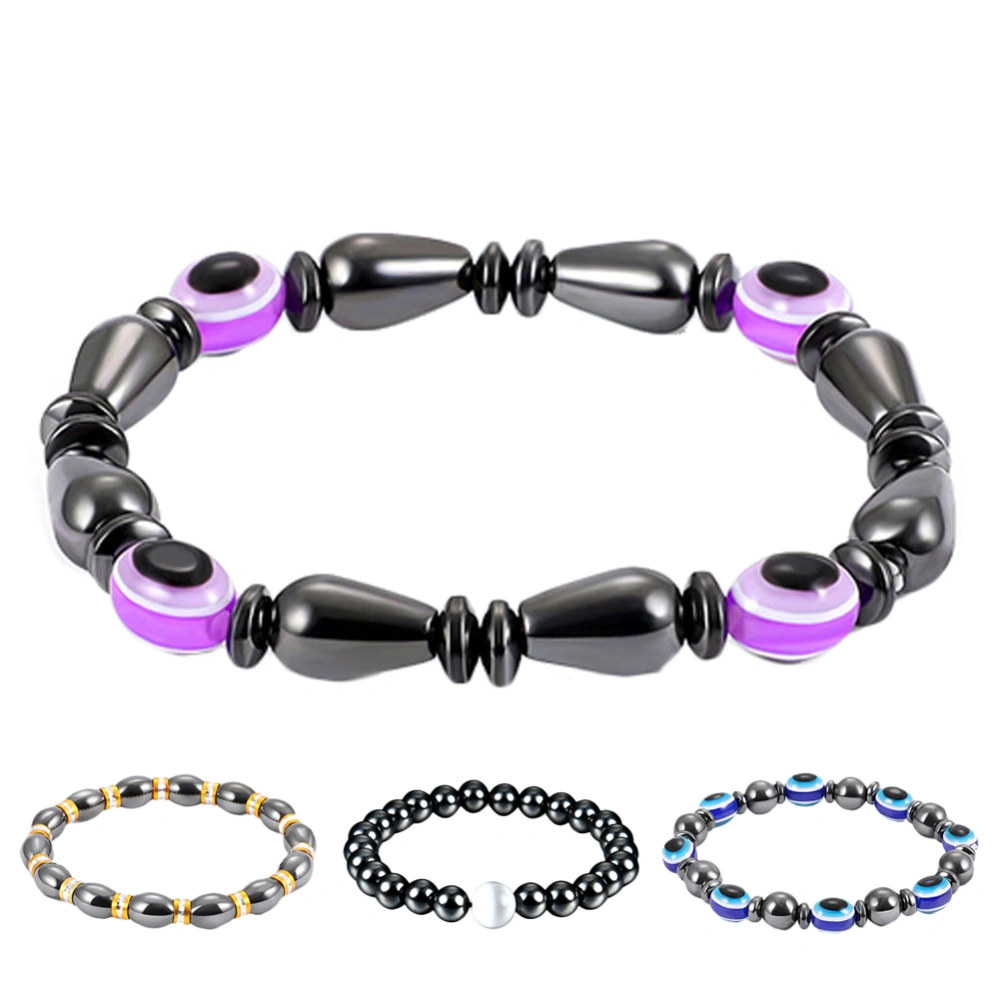 Fashion Simple Bracelet Black Gallstone 4PCS Bracelet Jewelry Set for Women