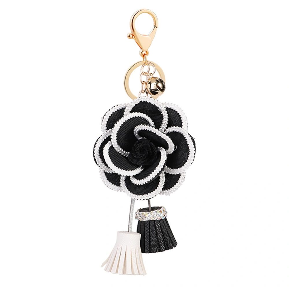 Flower Shaped Pendant Keychain Resin Key Ring Bag Hanging Ornament （Black)