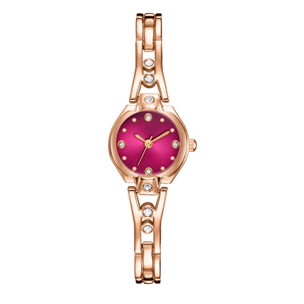 Stylish Alloy Watch Quartz Wristwatch P1070 (Rose Gold Watchband Rose Red Face)