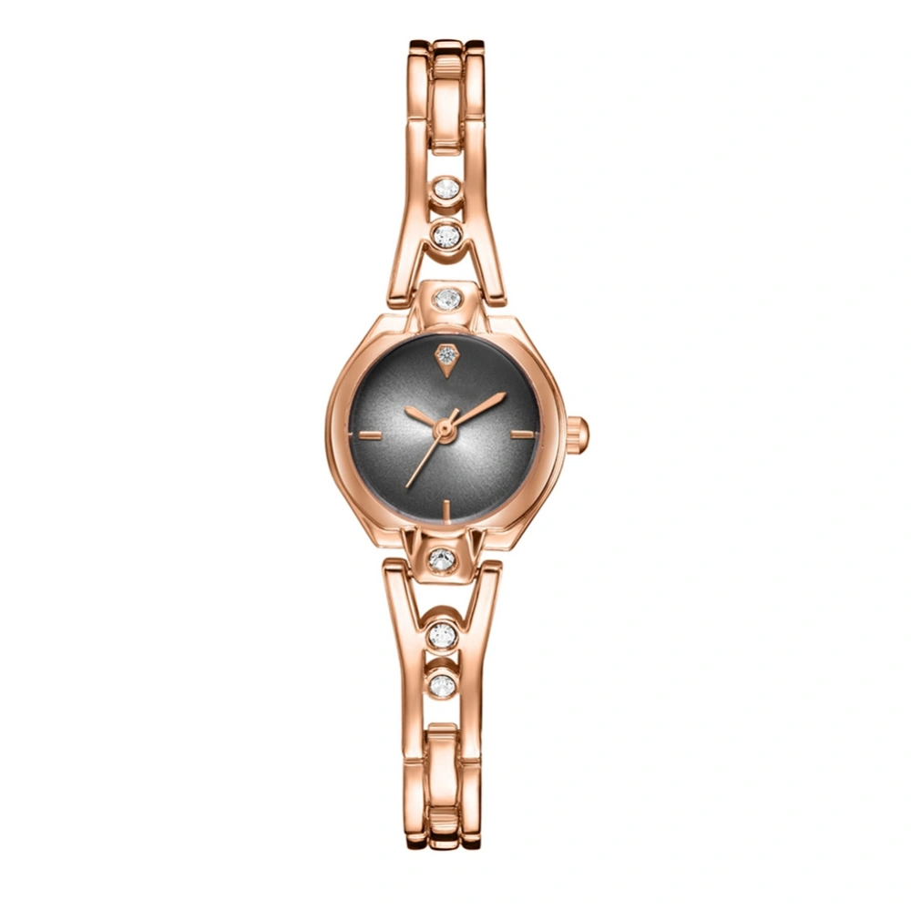 Stylish Alloy Watch Display Quartz Wristwatch P1071 (Rose Gold Watchband Gray Face)