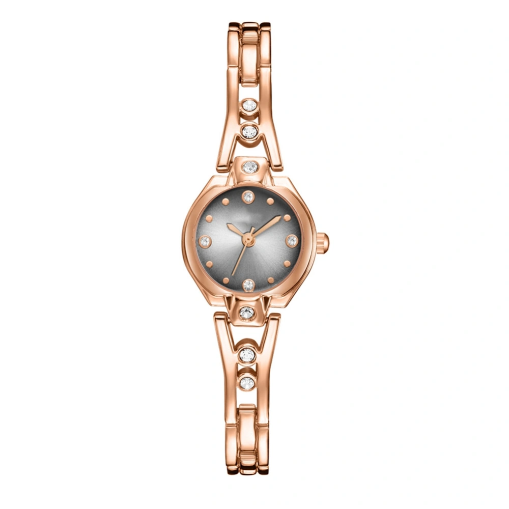 Stylish Alloy Watch Quartz Wristwatch P1070 (Rose Gold Watchband Gray Face)