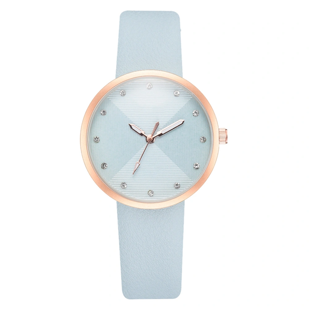 Fashionable Women Girl Watch Round Dial Analog Display Quartz Wristwatch(Sky Blue)