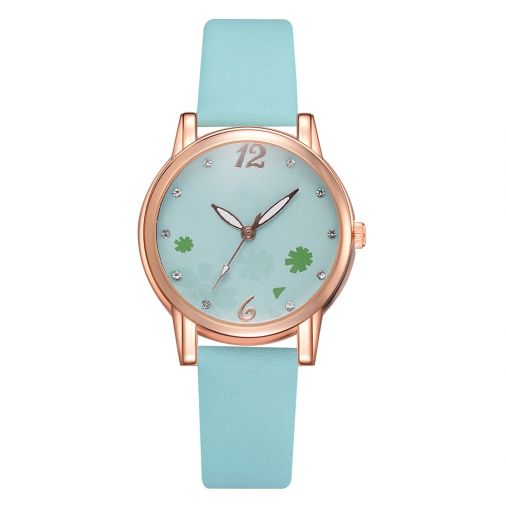 Fashionable Women Girl Watch Round Dial Analog Display Quartz Wristwatch(Mint)