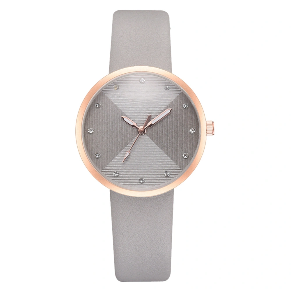 Fashionable Women Girl Watch Round Dial Analog Display Quartz Wristwatch(Gray)