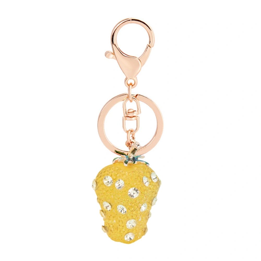 Fruit Strawberry Pendant Keychain Resin Key Ring Bag Hanging Ornament(Yellow)