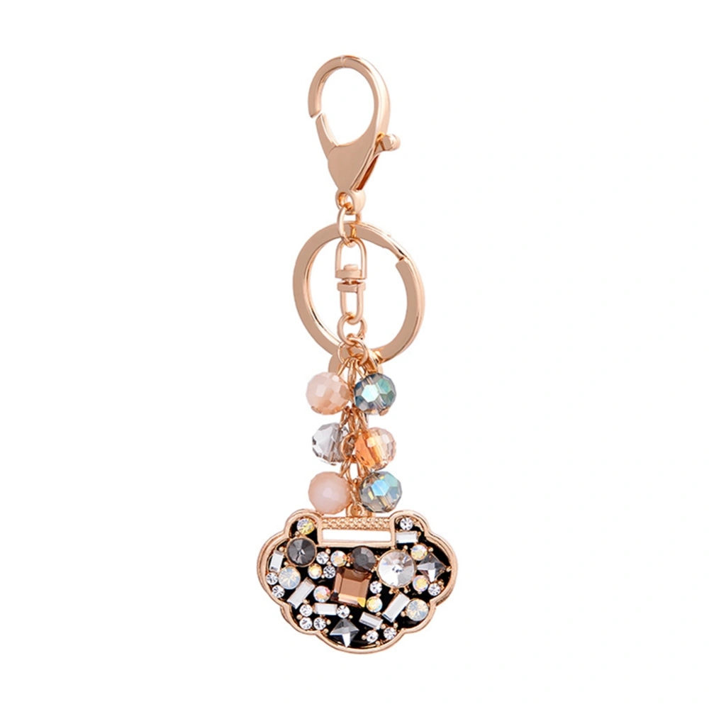 Longevity Lock Pendant Crystal Keychain Alloy Key Ring Bag Hanging Ornament