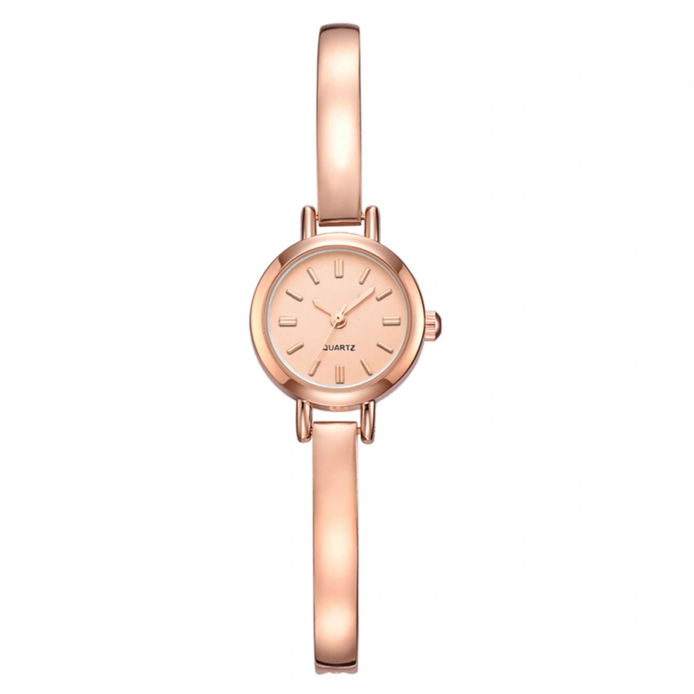 Fashion Alloy Strap Quartz Watch Precise Scales Elegant Female Wristwatch (Rose Gold)