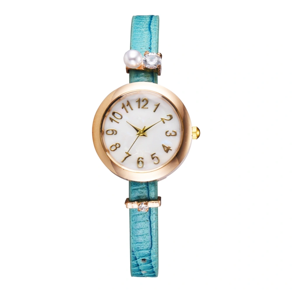 Simple Fashion Casual Quartz Watch PU Strap Wristwatch Gift (Green)