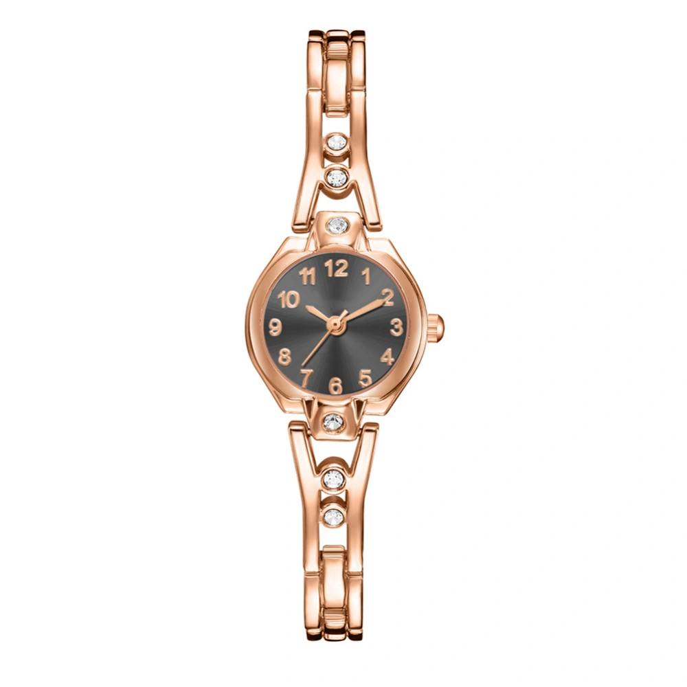 Fashionable Quartz Wrist Watch Round Dial Quartz Wristwatch(rose gold strap with black dial)