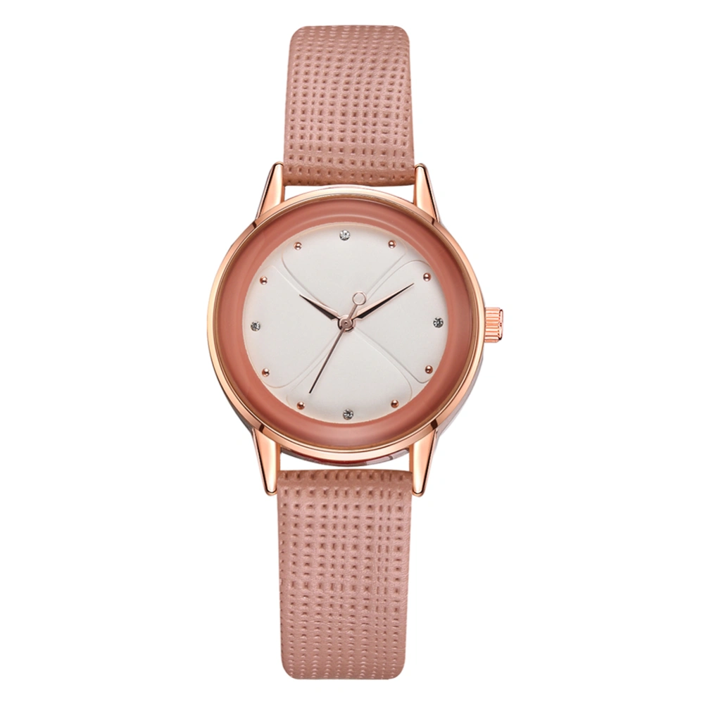 Fashionable Quartz Wrist Watch Round Dial Quartz Wristwatch(Beige red)