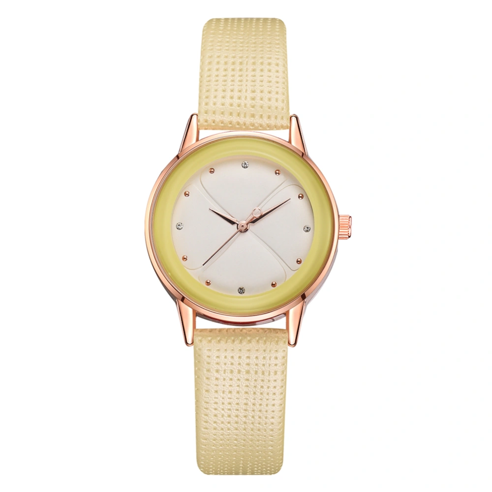 Fashionable Quartz Wrist Watch Round Dial Quartz Wristwatch(Yellow)