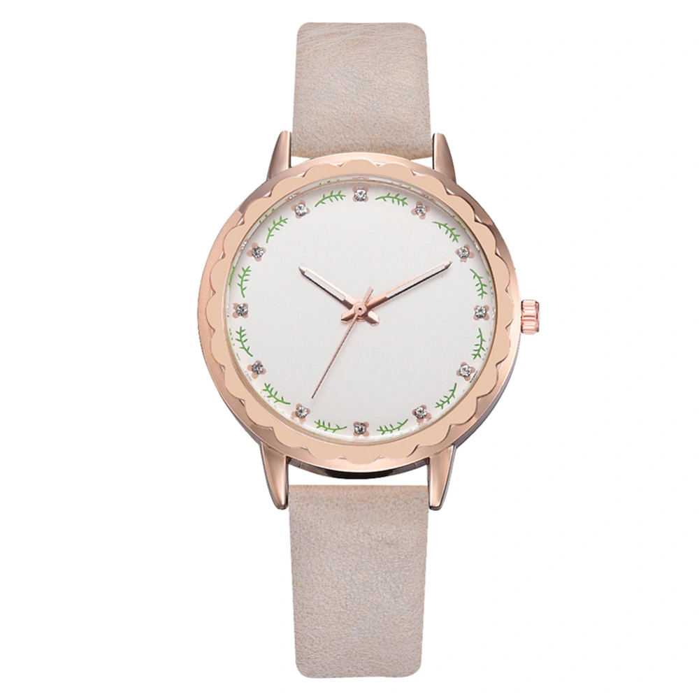 Fashionable Quartz Wrist Watch Round Dial Quartz Wristwatch(Beige)