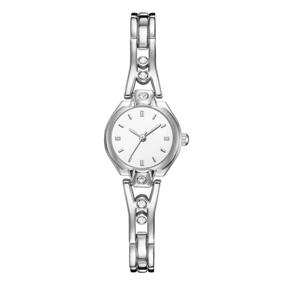 Fashionable Quartz Wrist Watch Round Dial Quartz Wristwatch(silver strap with white dial)