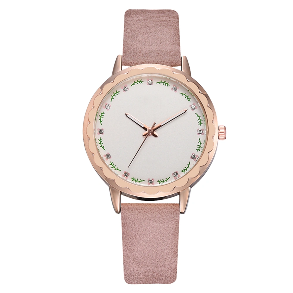 Fashionable Quartz Wrist Watch Round Dial Quartz Wristwatch(Pink)