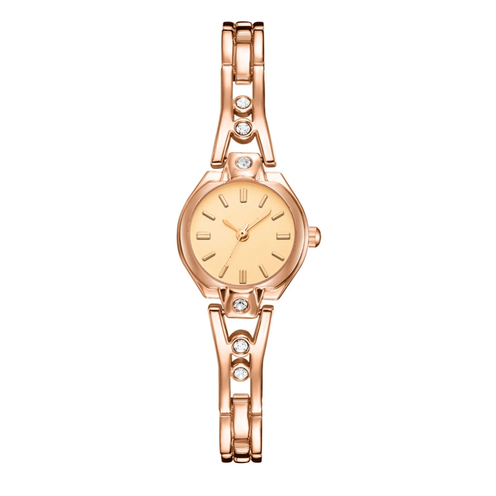 Fashionable Quartz Wrist Watch Round Dial Quartz Wristwatch(rose gold strap with gold dial)