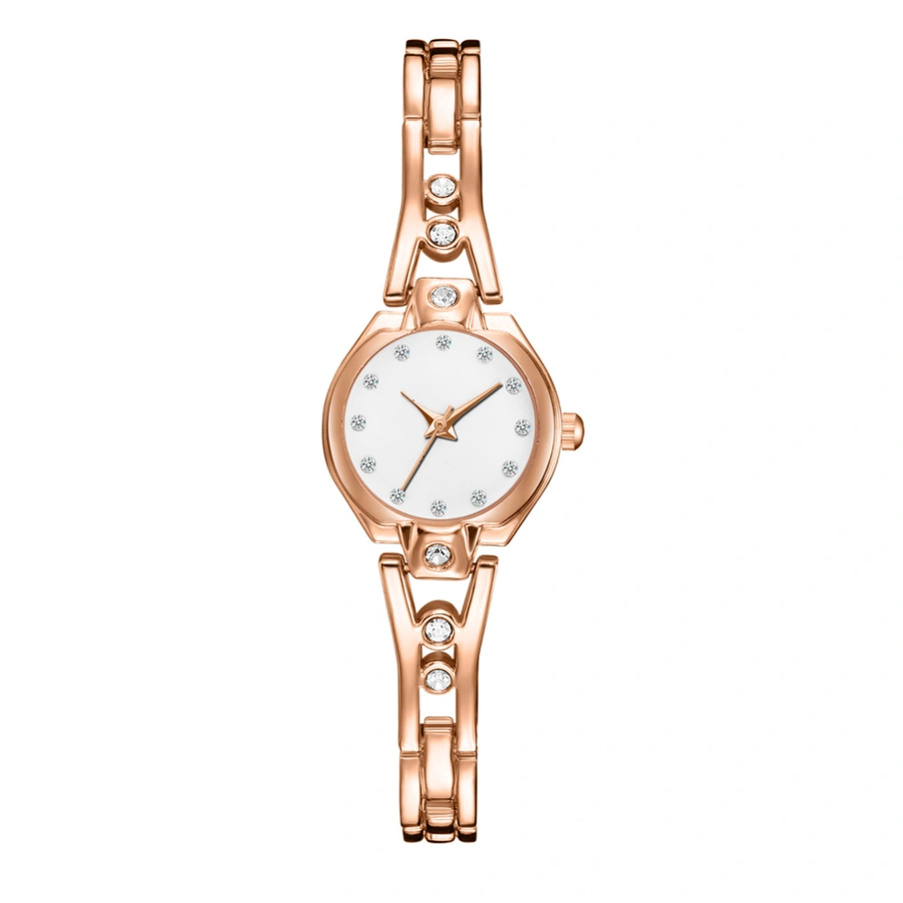 Fashionable Quartz Wrist Watch Round Dial Quartz Wristwatch(rose gold strap with white dial)