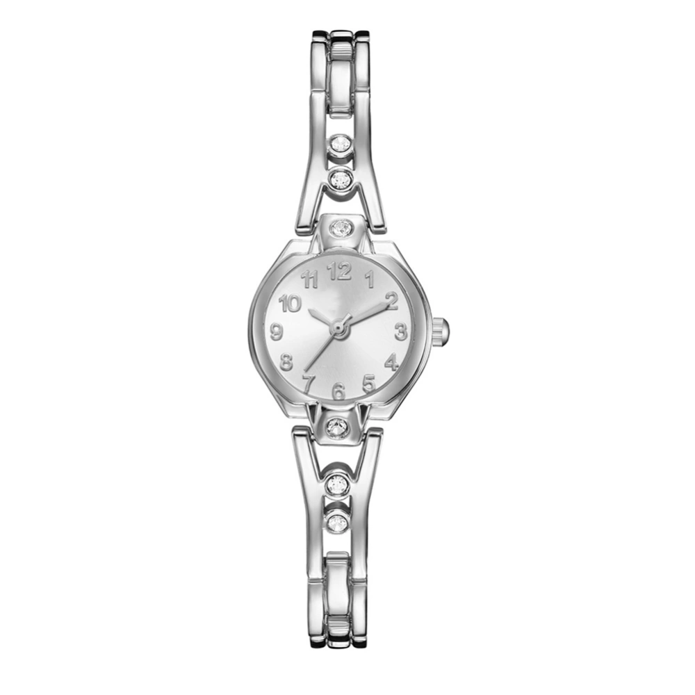 Fashionable Quartz Wrist Watch Round Dial Quartz Wristwatch(silver strap with white dial)