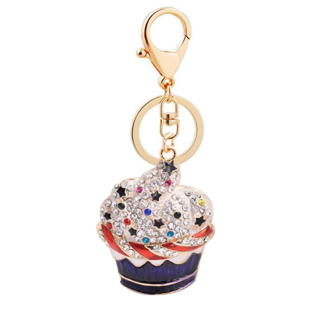 Ice Cream shaped Pendant Keychain Resin Key Ring Bag Hanging Ornament (Purple）