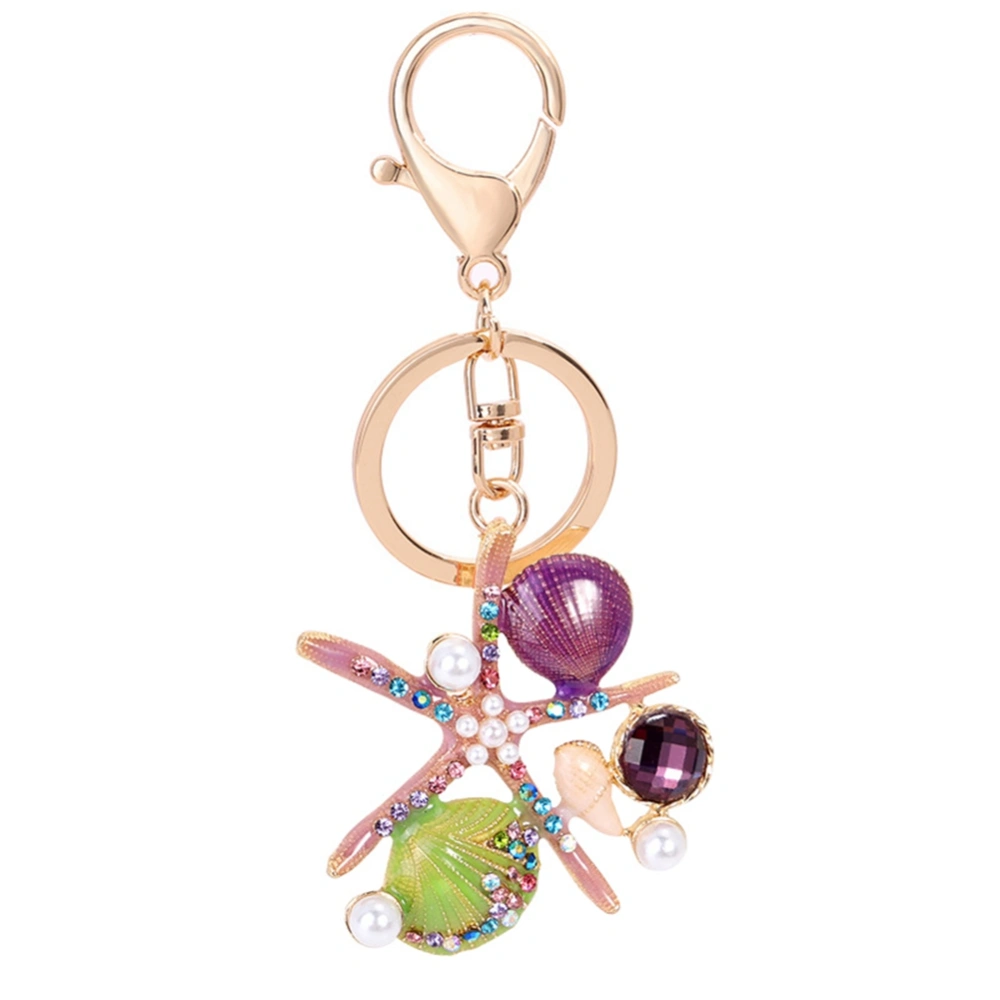 SeashelL shaped Pendant Keychain Resin Key Ring Bag Hanging Ornament (Purple)