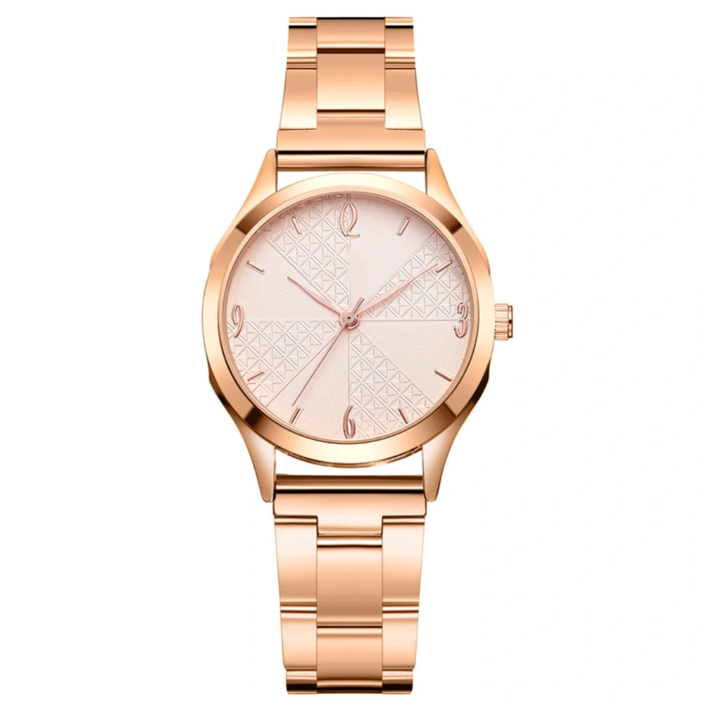 Women Simple Elegant Analog Watch Rose Gold Alloy Strap Quartz Wristwatch (Rose Gold)