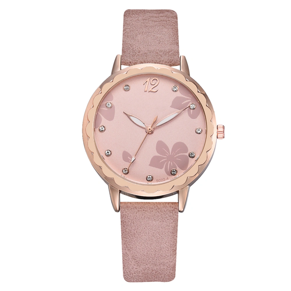 New Fashionable Unisex PU Strap Wristwatch Men Women Watch Gift (Pink)