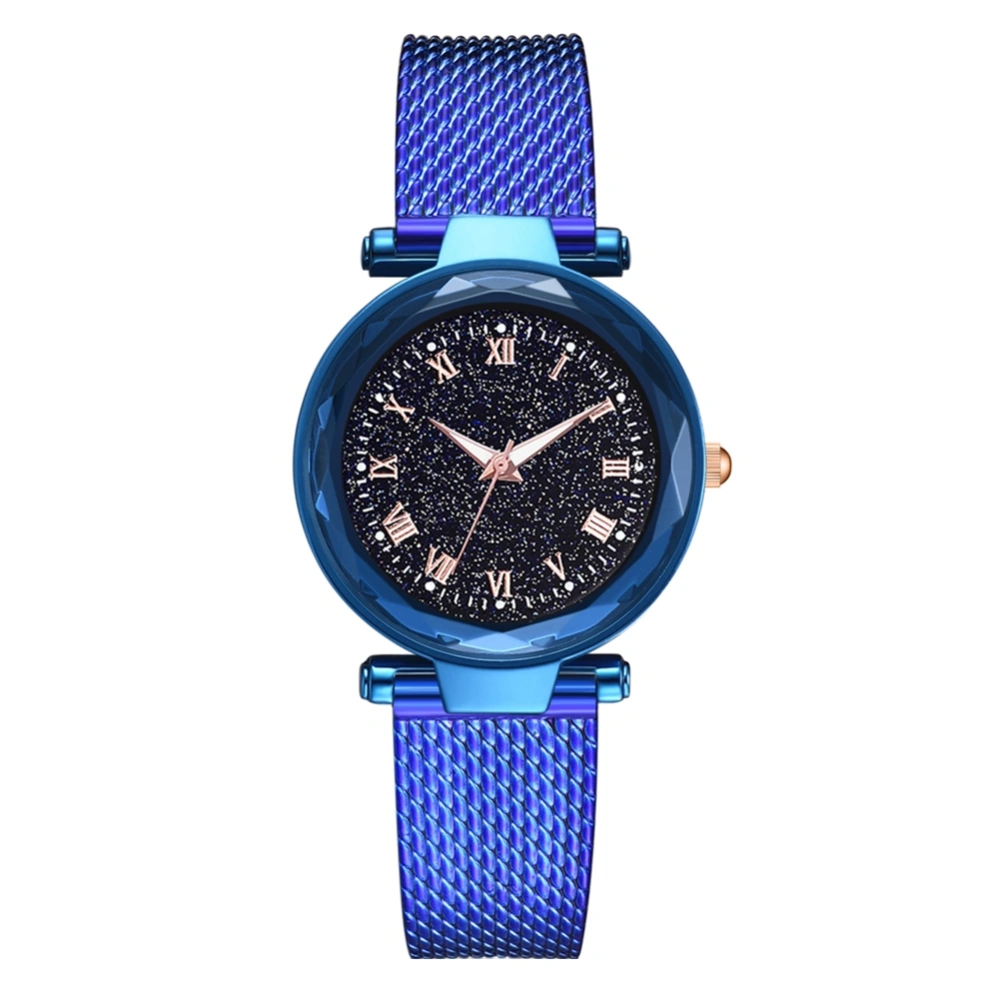 Simple Fashion Silicone Strap Wristwatch Round Dial Roman Numerals Quartz Watch Blue