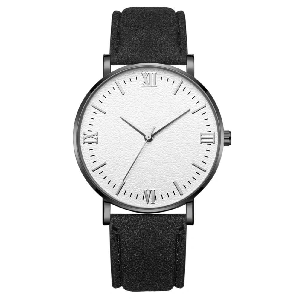 Quartz Mechanical Wrist Watch (Black Strap Black Case White Dial Silver Hand)