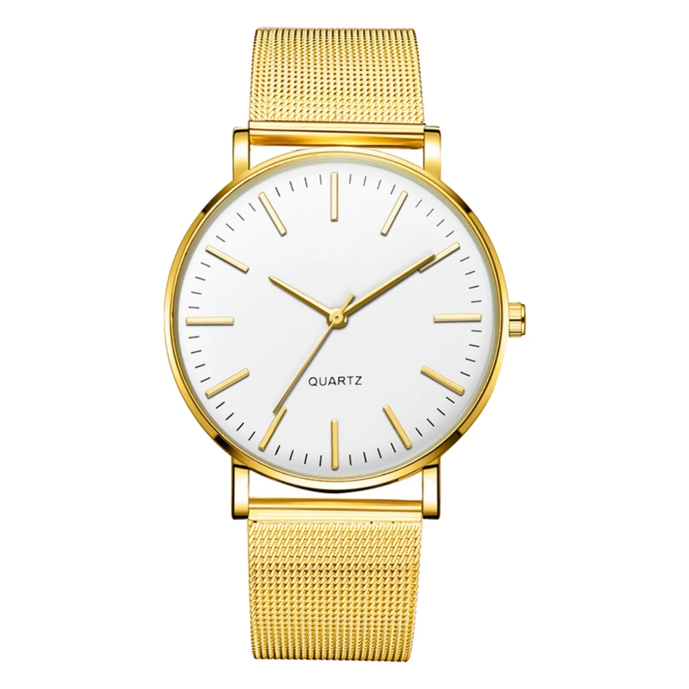 Fashionable Men Male Quartz Watch Wristwatch(gold needle with gold shell and white face)