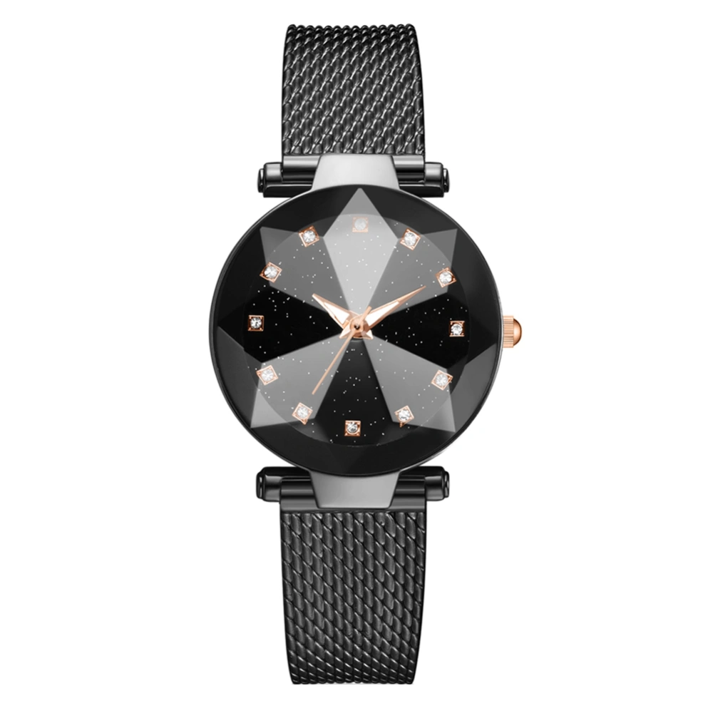 Elegant Women Alloy Quartz Watch Simple Casual Style Wristwatch(Black)