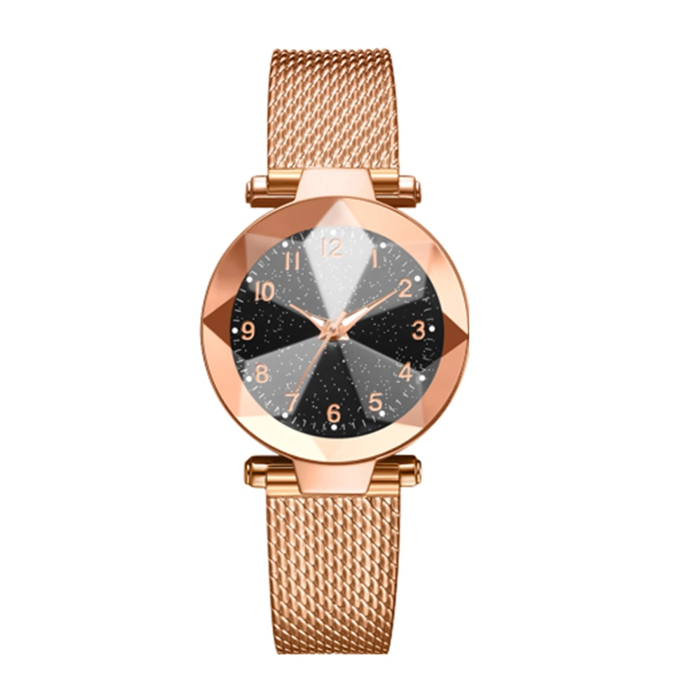 Fashionable Women Alloy Quartz Watch Simple Casual Style Wristwatch(Rose Gold)