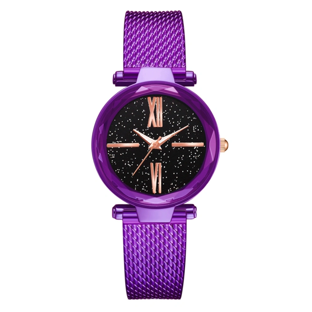 Fashion Simple Stylish Casual Alloy Quartz Watch Gift for Female Woman(Purple)