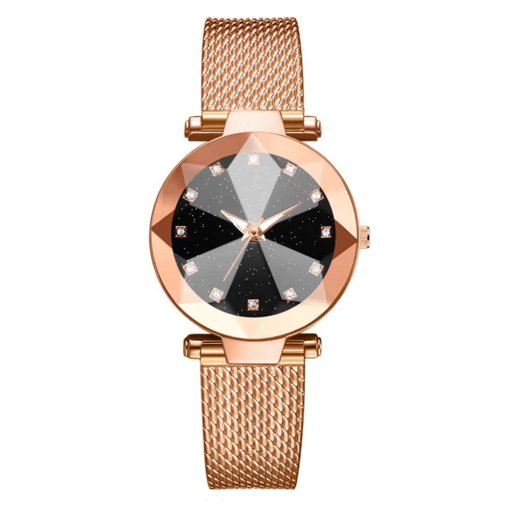 Elegant Women Alloy Quartz Watch Simple Casual Style Wristwatch(Rose Gold)