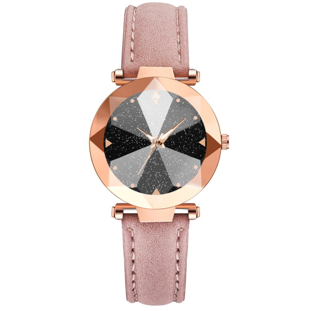 Fashion Women Alloy Quartz Watch Casual Style Adjustable Strap Wristwatch(Pink)