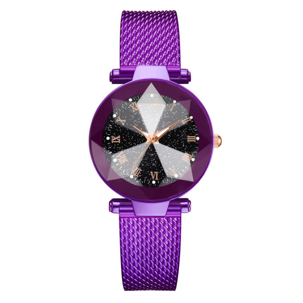 Fashion Women Alloy Quartz Watch Casual Style Stylish Wristwatch(Purple)