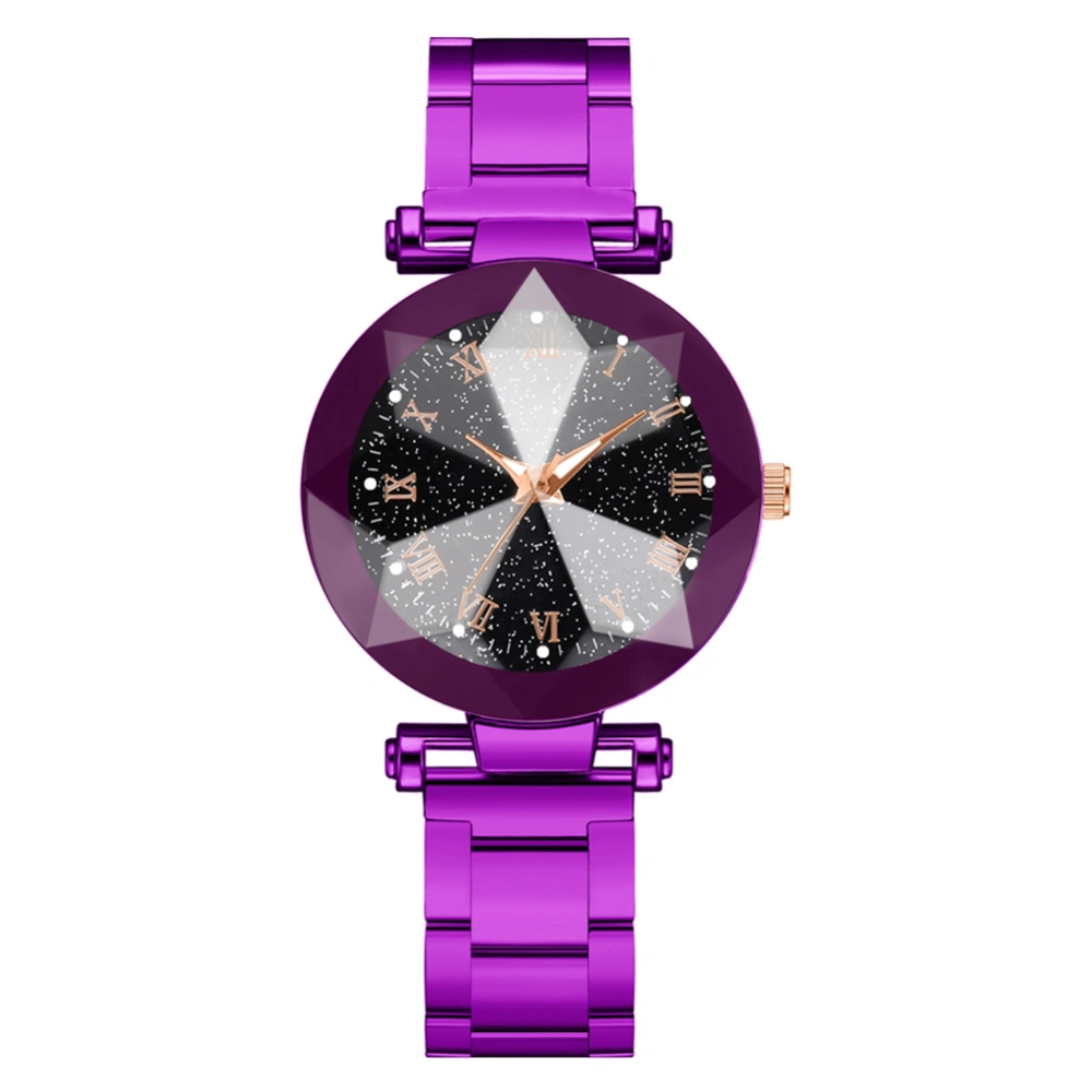 Fashionable Women Ladies Casual Alloy Watch Exquisite Simple Female Quartz Wristwatch(Purple)