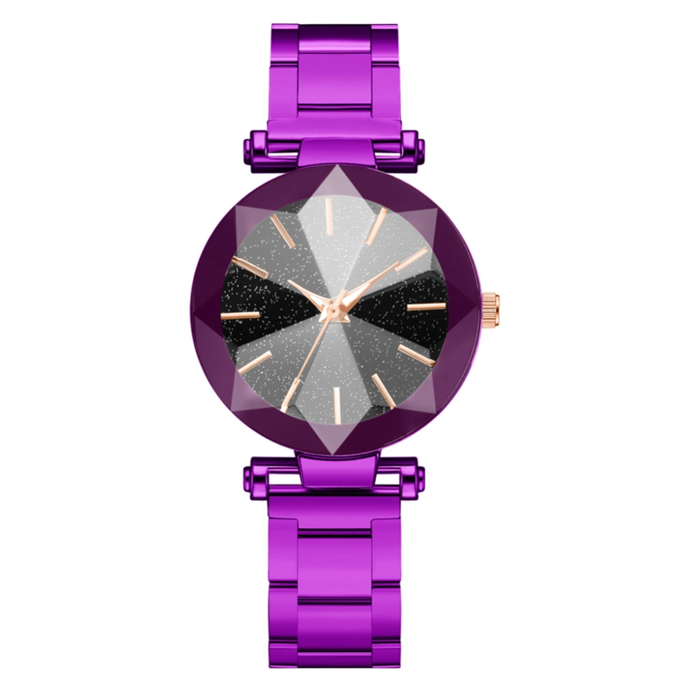 Fashionable Female Simple Alloy Watch Exquisite Women Casual Quartz Wristwatch(Purple)