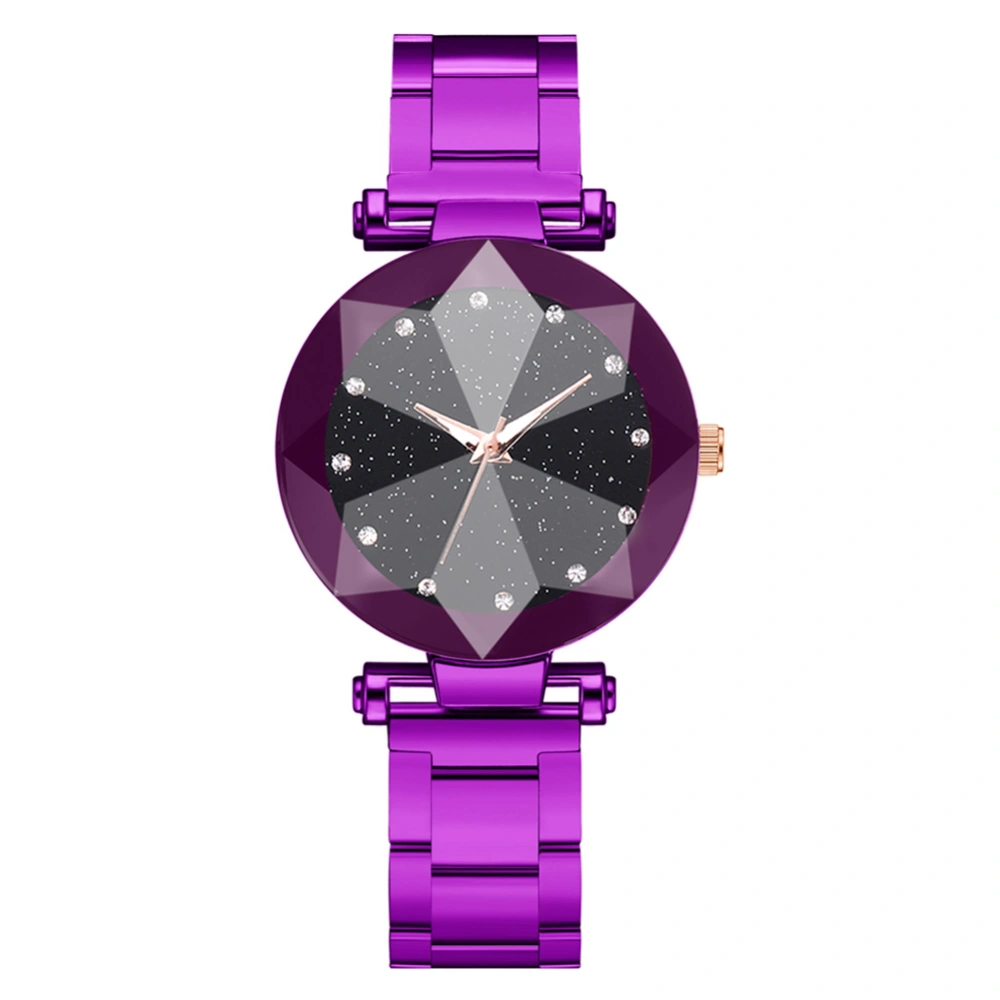 Fashionable Women Simple Alloy Watch Exquisite Casual Female Quartz Wristwatch(Purple)