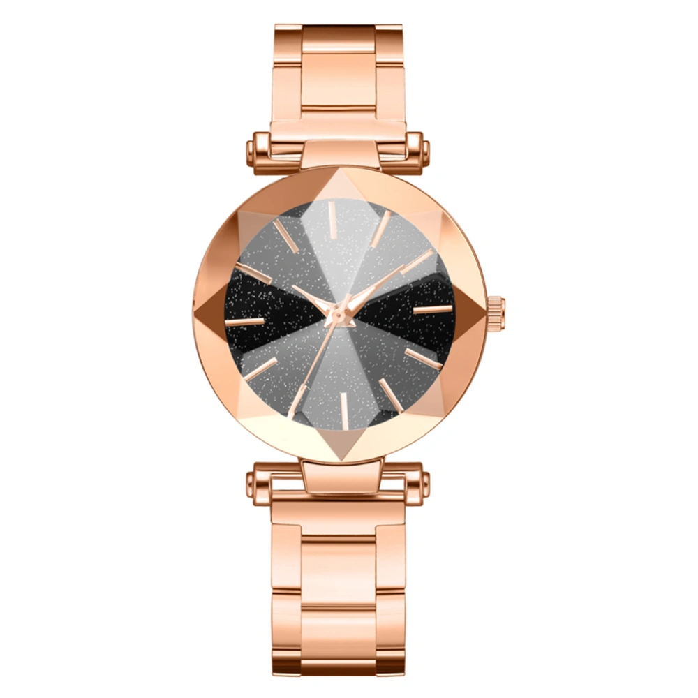 Fashionable Female Simple Alloy Watch Exquisite Women Casual Quartz Wristwatch(Rose Gold)